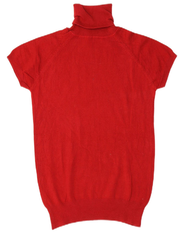 Damski sweter Zara z krótkim rękawem i okrągłym dekoltem UK 12, średni czerwony bawełniany