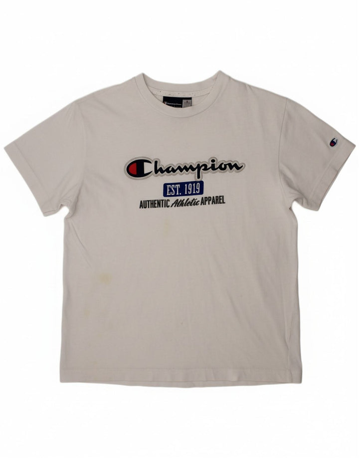 CHAMPION Boys Graphic T-Shirt Top 11-12 Years Large  White