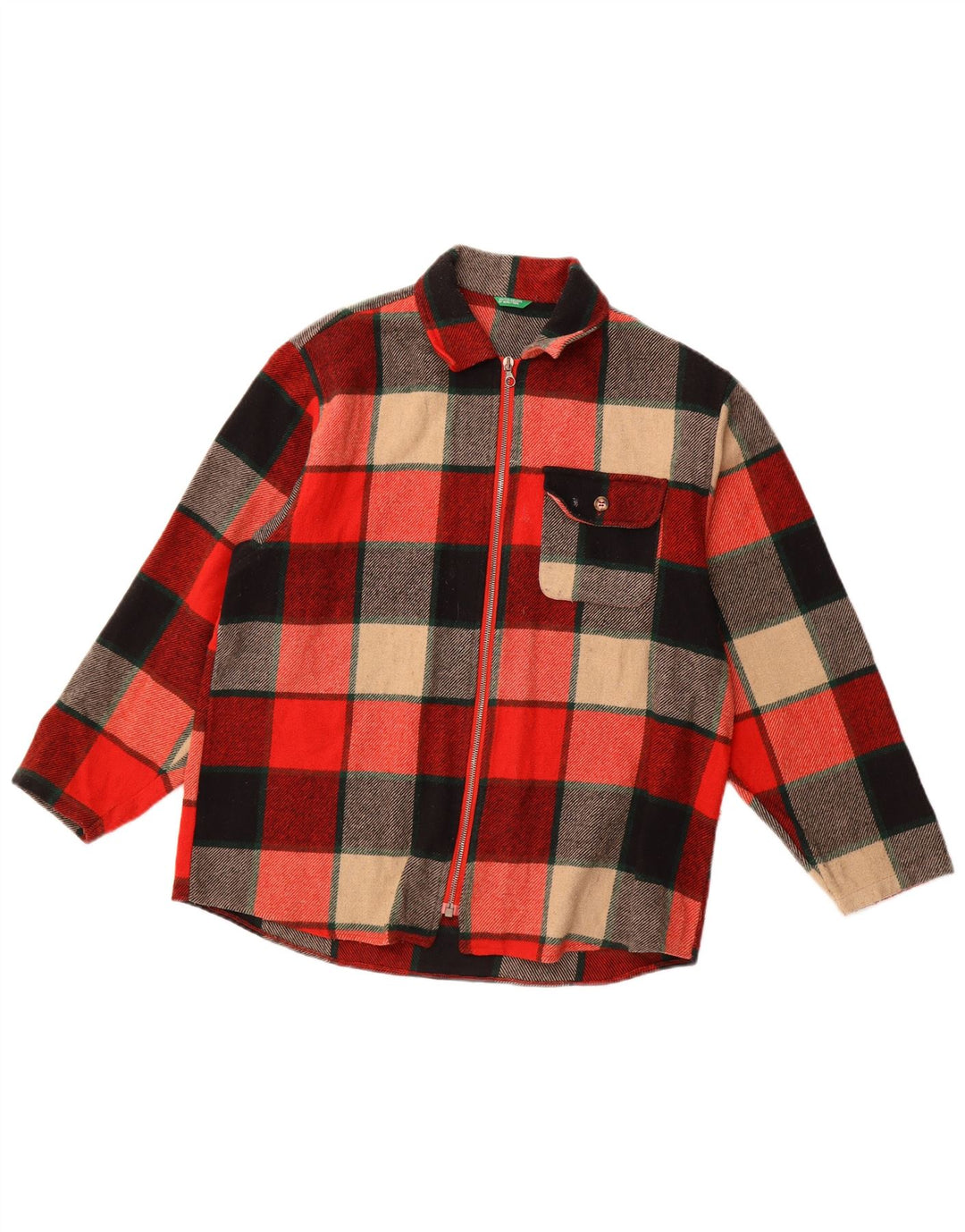 Koszula flanelowa damska BENETTON UK 18 XL, wielokolorowa, akrylowa kratka