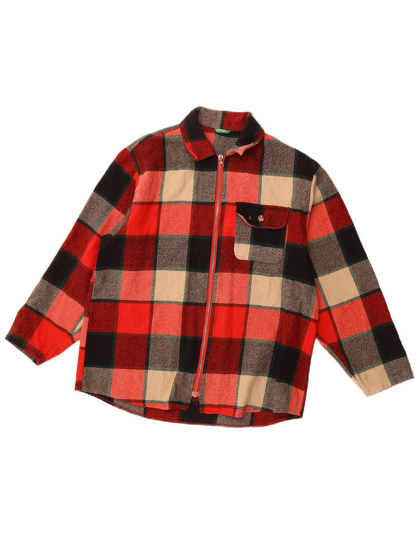 Koszula flanelowa damska BENETTON UK 18 XL, wielokolorowa, akrylowa kratka