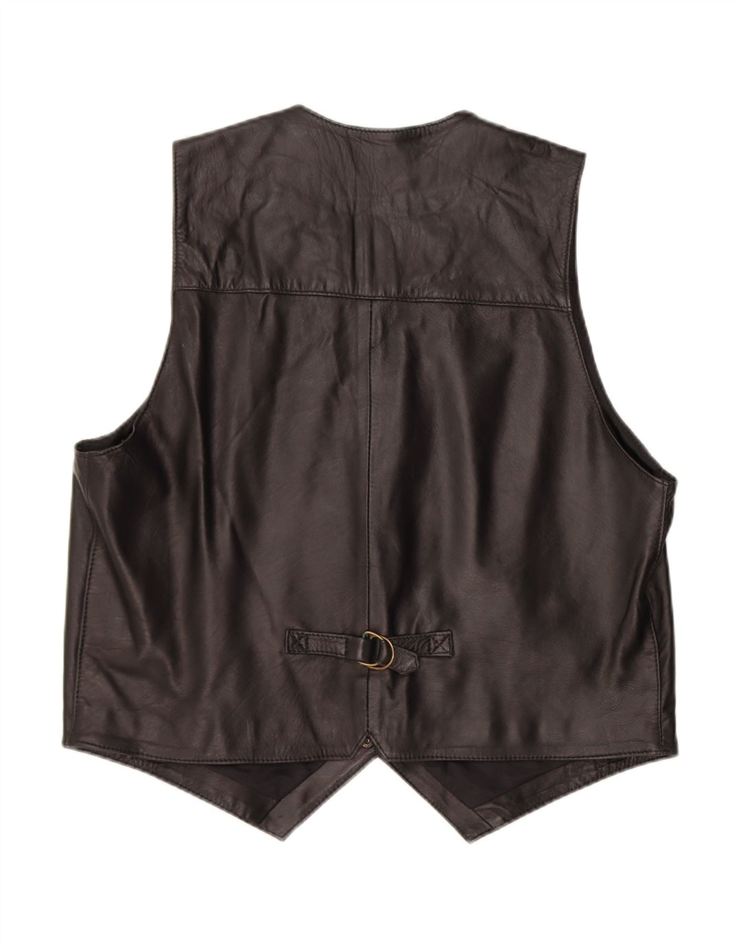 VINTAGE Mens Leather Waistcoat XL Black Leather