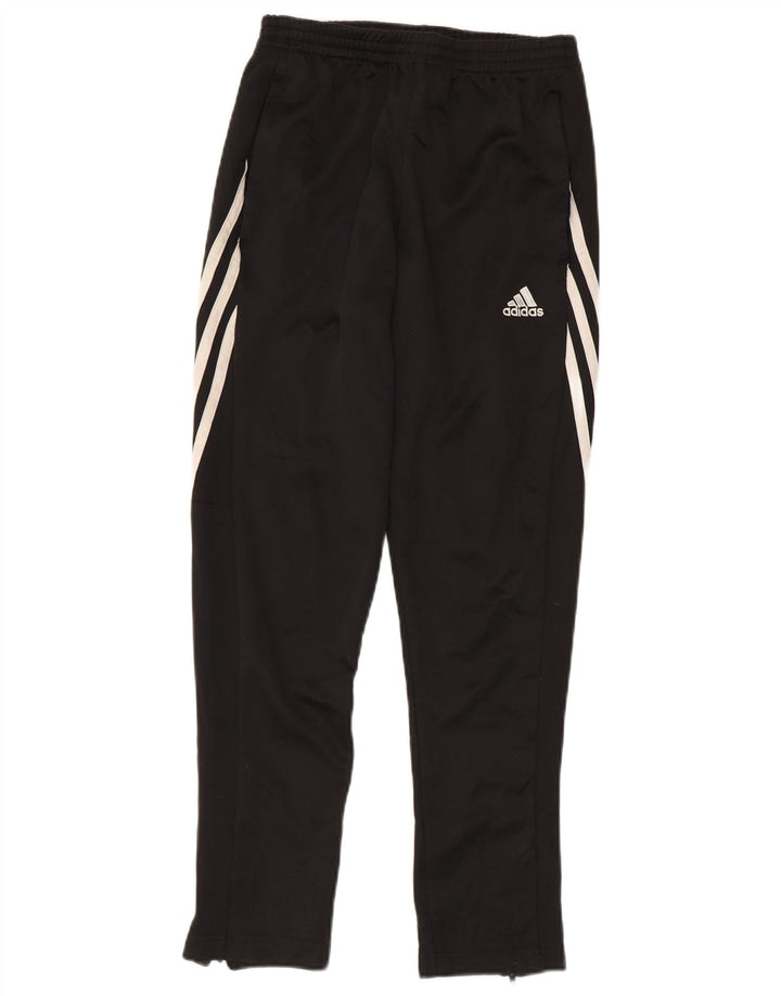 ADIDAS Boys Climalite Tracksuit Trousers 11-12 Years Large Black Polyester