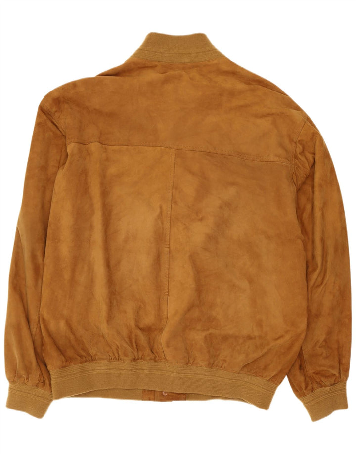 Vintage męska zamszowa kurtka bomber IT 58 4XL brązowa skórzana retro