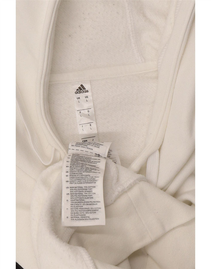 ADIDAS Mens Hoodie Jumper Large White Cotton
