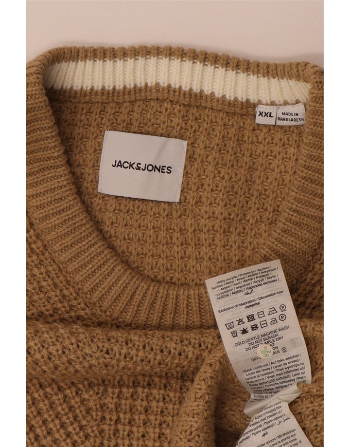 JACK & JONES Męski sweter z okrągłym dekoltem 2XL Brązowy akryl