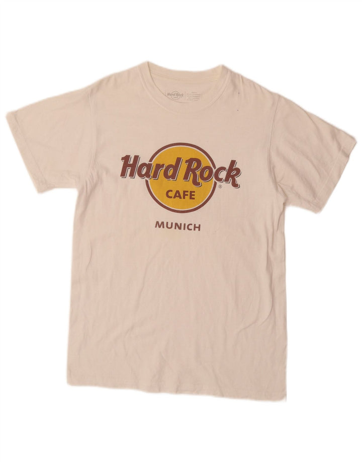 HARD ROCK CAFE Męski T-shirt z grafiką Monachium, mały, biały, bawełniany