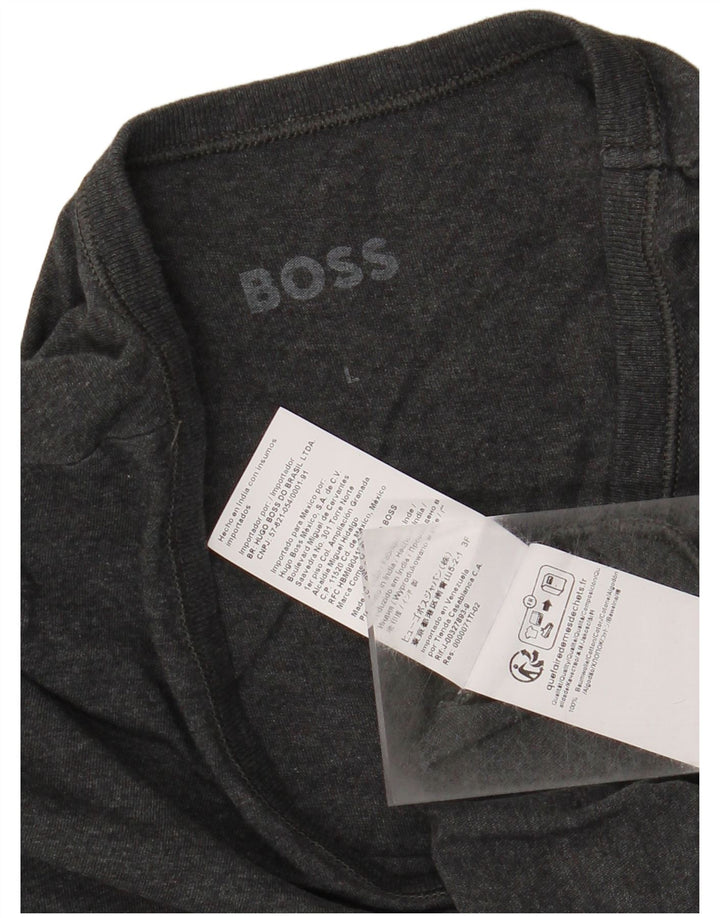 HUGO BOSS Mens T-Shirt Top Large Grey Cotton
