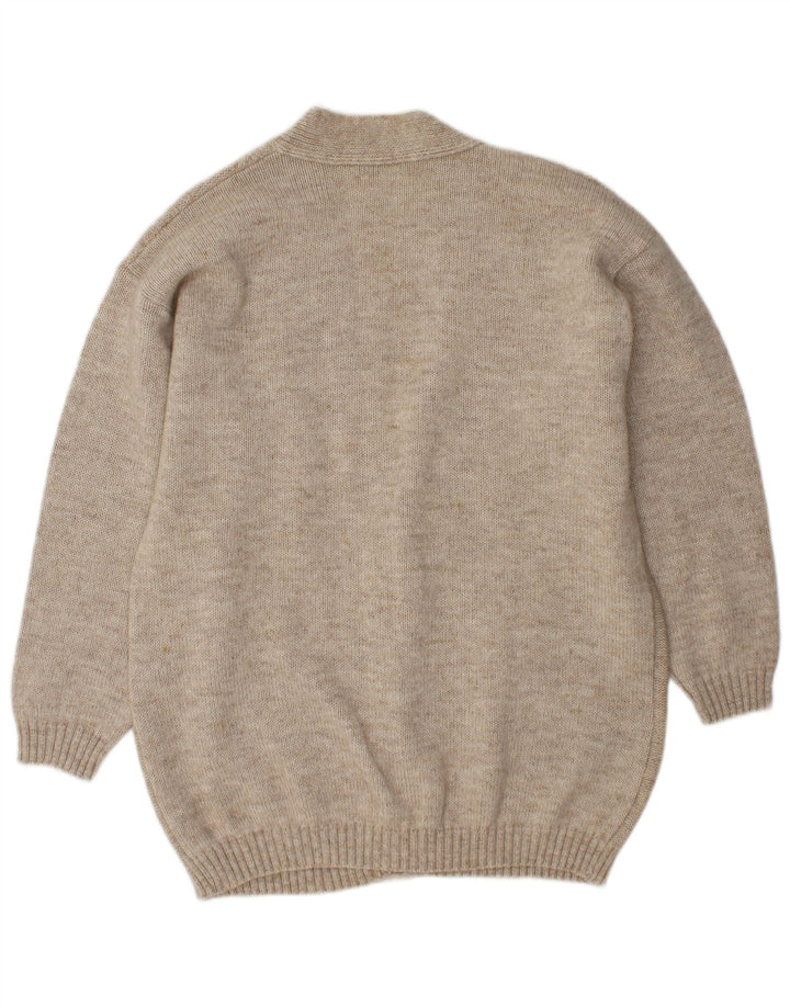 Vintage damski sweter oversize UK 14 średniej beżowej wełny