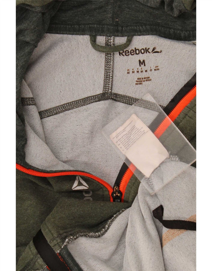 Męski sweter z kapturem i zamkiem Reebok Średni zielony, bawełniany