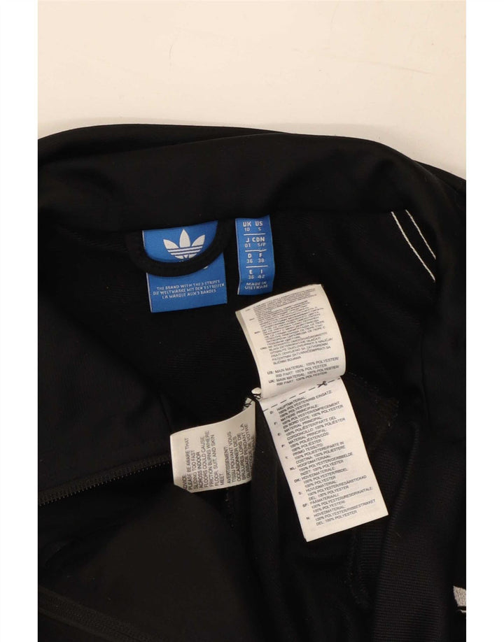 Damska kurtka dresowa Adidas z grafiką, UK 10, mała, czarna, poliester