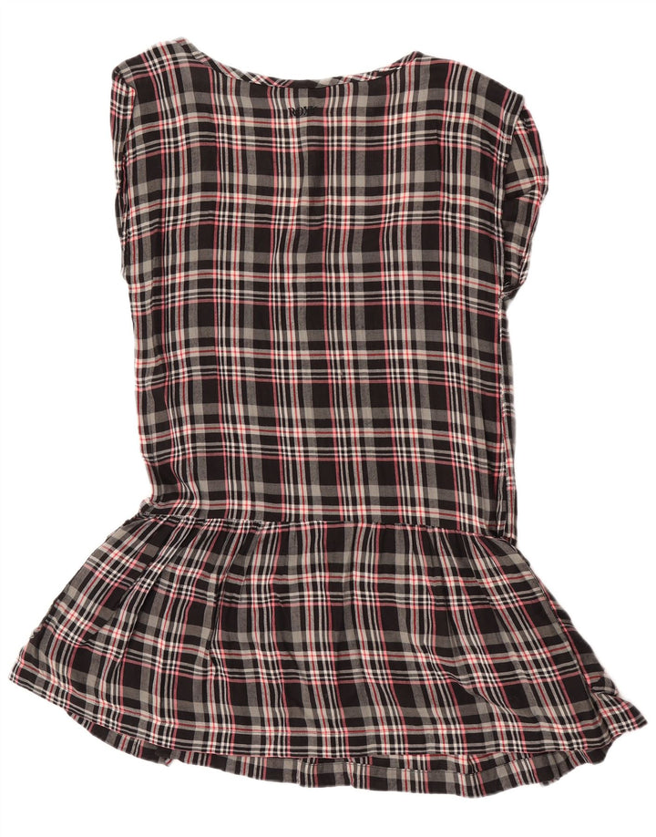 Damska sukienka tunika bez rękawów Roxy UK 12, średnia, czarna bawełna w kratkę