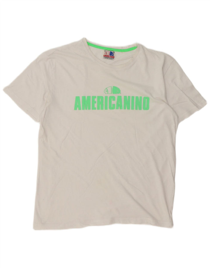 Męska koszulka Americanino Regular Graphic Top, średnia biała bawełna