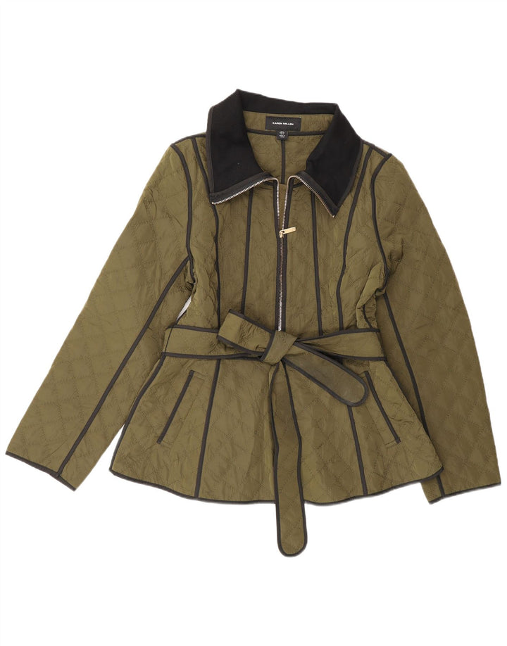 Karen Millen Damska pikowana kurtka UK 8, mała, zielona, poliester