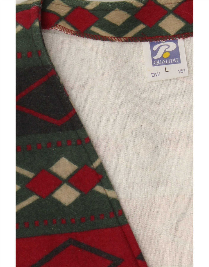 Vintage męska kamizelka duża, wielobarwna, geometryczna bawełna
