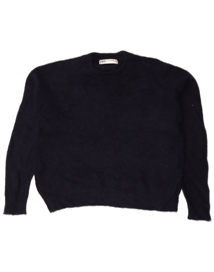 Damski sweter oversize z okrągłym dekoltem Zara UK 10, mały, granatowy