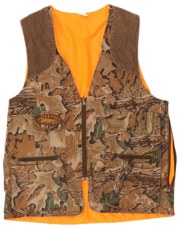 Vintage Mens Utility Gilet UK 42 XL Multicoloured Camouflage Cotton