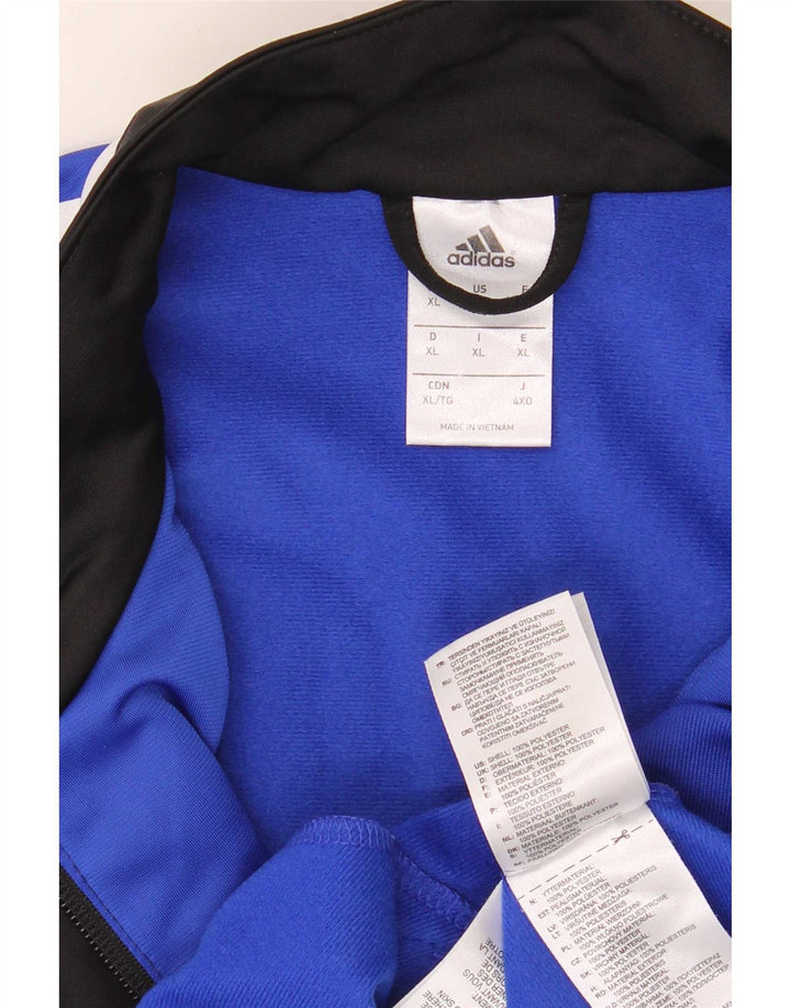 Adidas Męska bluza dresowa z grafiką XL, niebieska, poliestrowa z blokami kolorów