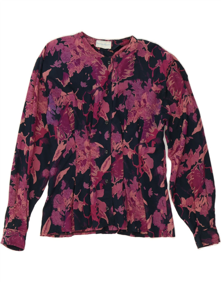 VINTAGE Womens Shirt Blouse UK 12 Medium Maroon Floral Vintage Vintage and Second-Hand Vintage from Messina Hembry 