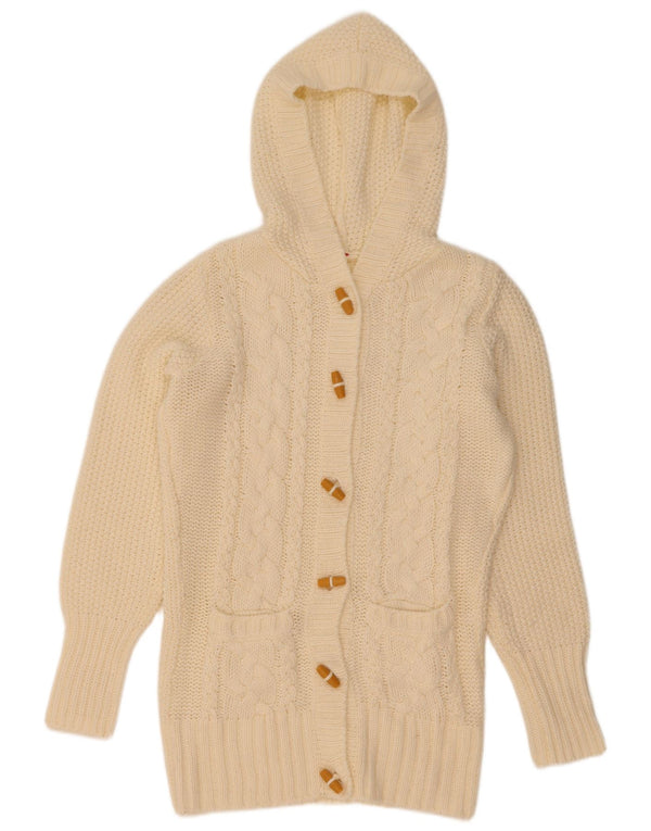 Sweter damski z kapturem w stylu vintage, UK 14, średni, w kolorze złamanej bieli