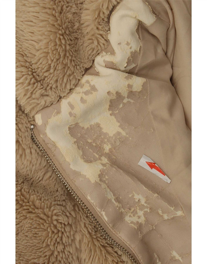 Damska kurtka polarowa typu oversize z kapturem i misiem Zara UK 10 Small Beige