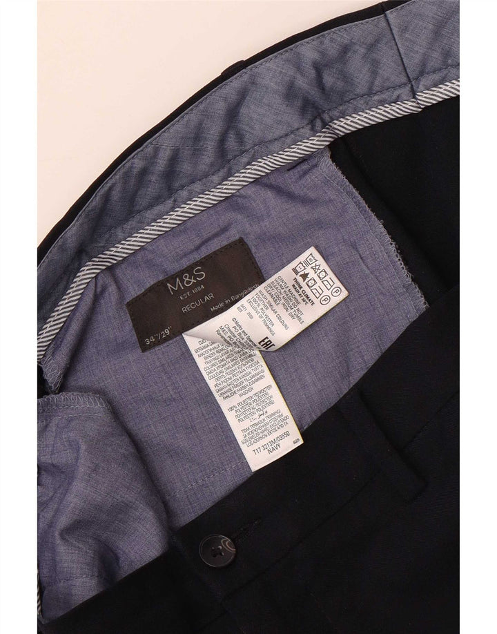 Męskie spodnie typu chino Regular Marks & Spencer W34 L29 Granatowy poliester