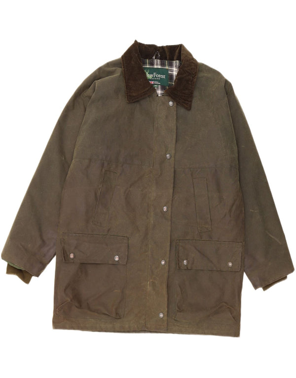 Vintage damska kurtka z woskowanej bawełny UK 14, duża Khaki