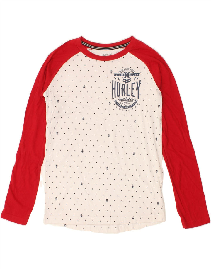 HURLEY Boys Graphic Top Long Sleeve 12-13 Years Large  Red Colourblock Vintage Hurley and Second-Hand Hurley from Messina Hembry 