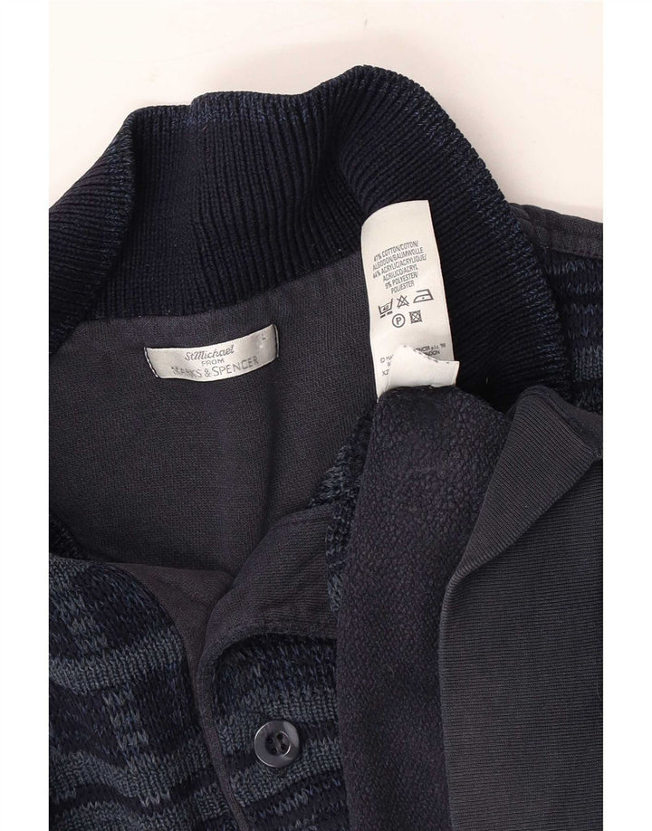 Męska bluza polo Marks & Spencer w dużą granatową kratkę