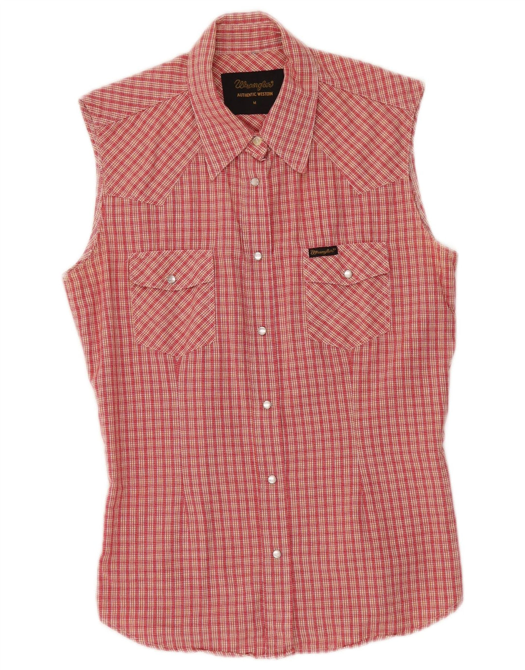 Damska koszula bez rękawów WRANGLER UK 12, poliester w czerwoną kratę