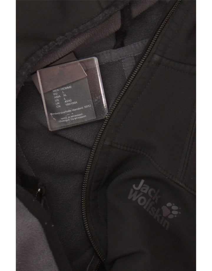 Męska kurtka wiatrówka Jack Wolfskin z kapturem UK 40/42, duży czarny poliester