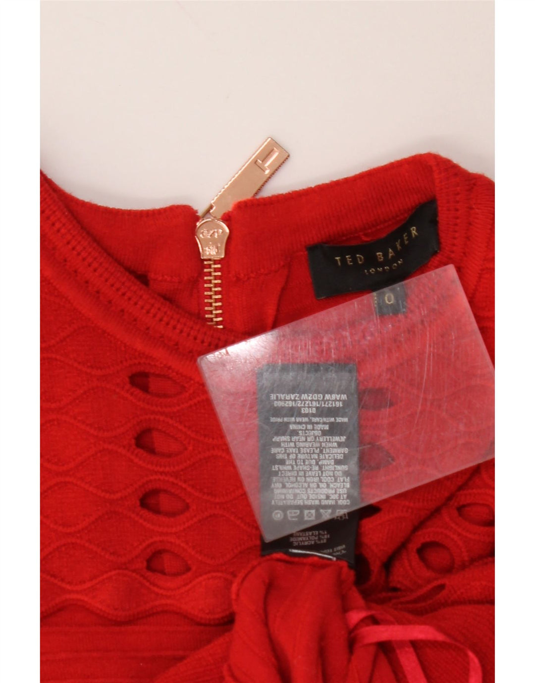 Damska sukienka o linii A bez rękawów TED BAKER, rozmiar 0 2XS, czerwony akryl