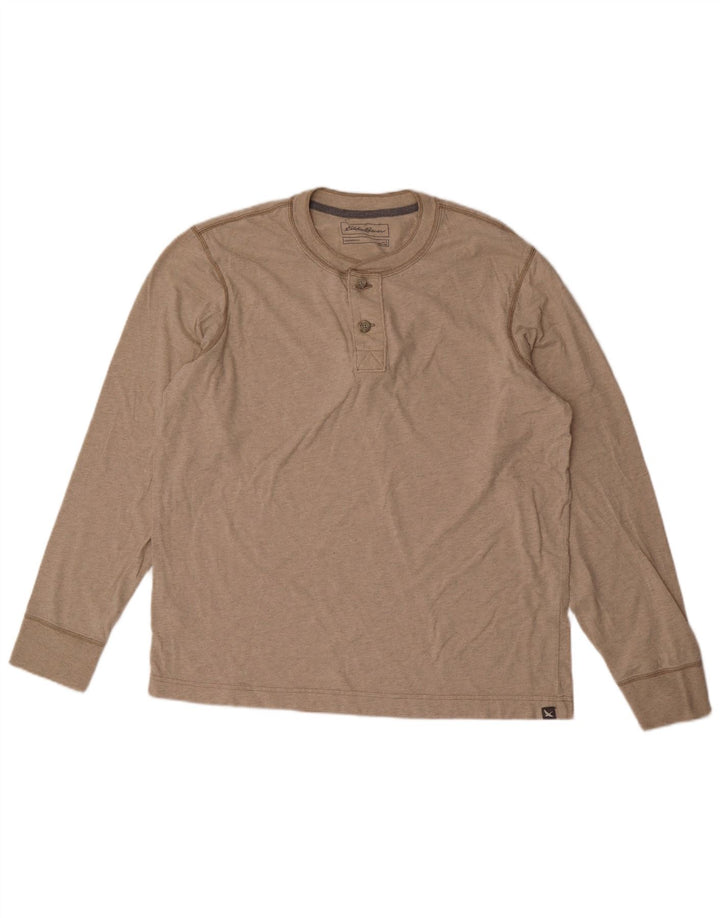 Męski top z długim rękawem Eddie Bauer, duży, beżowy, bawełniany
