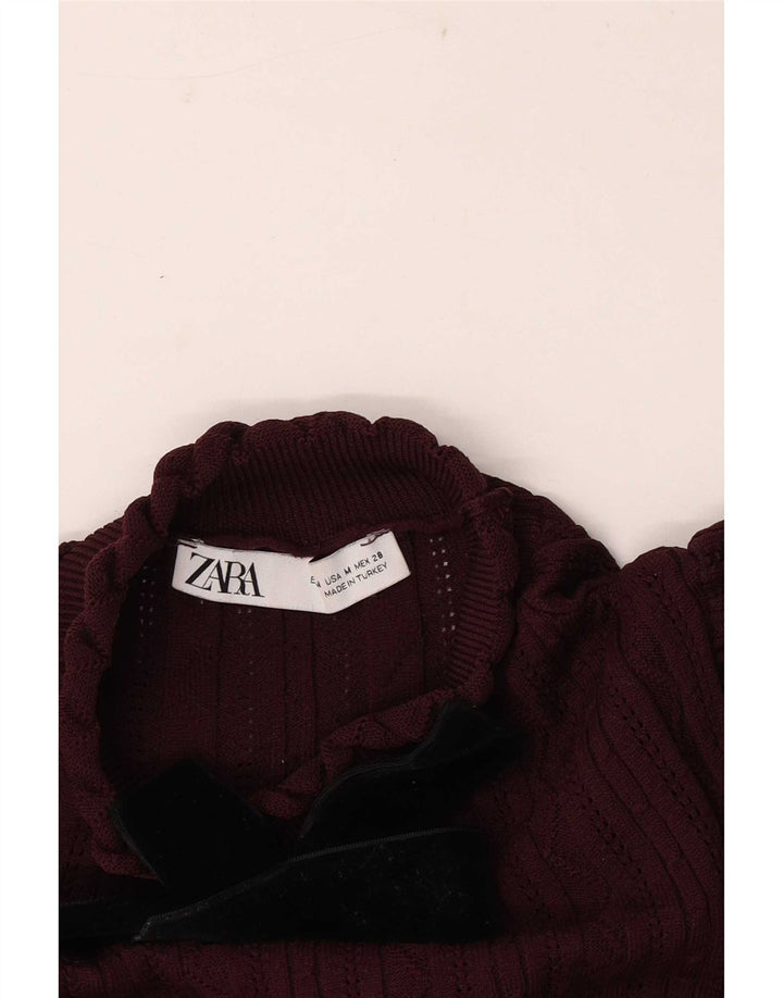 Damska bluzka z długim rękawem Zara UK 12 Medium Burgund