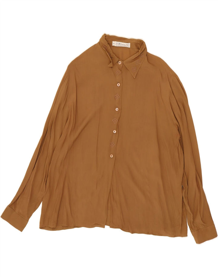 VINTAGE Womens Shirt Blouse IT 49 XL Brown Acetate Vintage Vintage and Second-Hand Vintage from Messina Hembry 