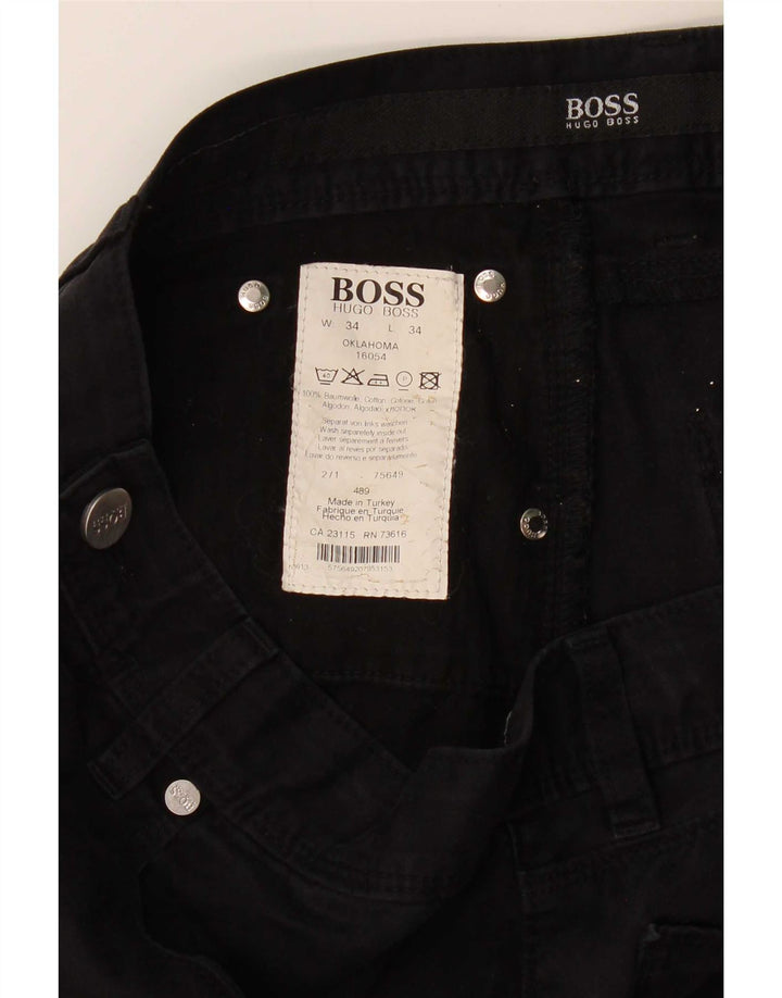 Męskie proste dżinsy Hugo Boss W34 L34 Czarne bawełniane