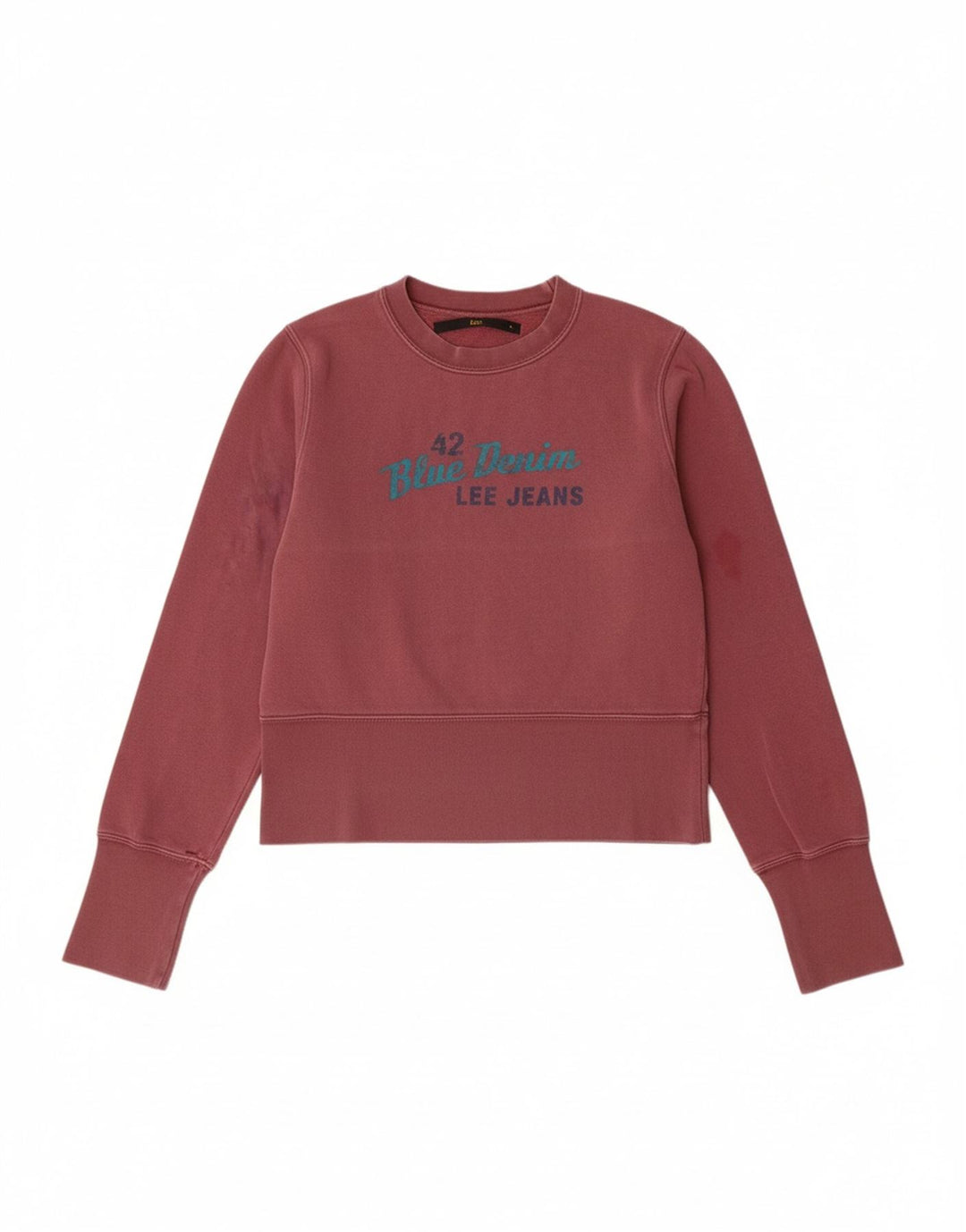 LEE Womens Graphic Crop Sweatshirt Jumper UK 10 Small Maroon Cotton