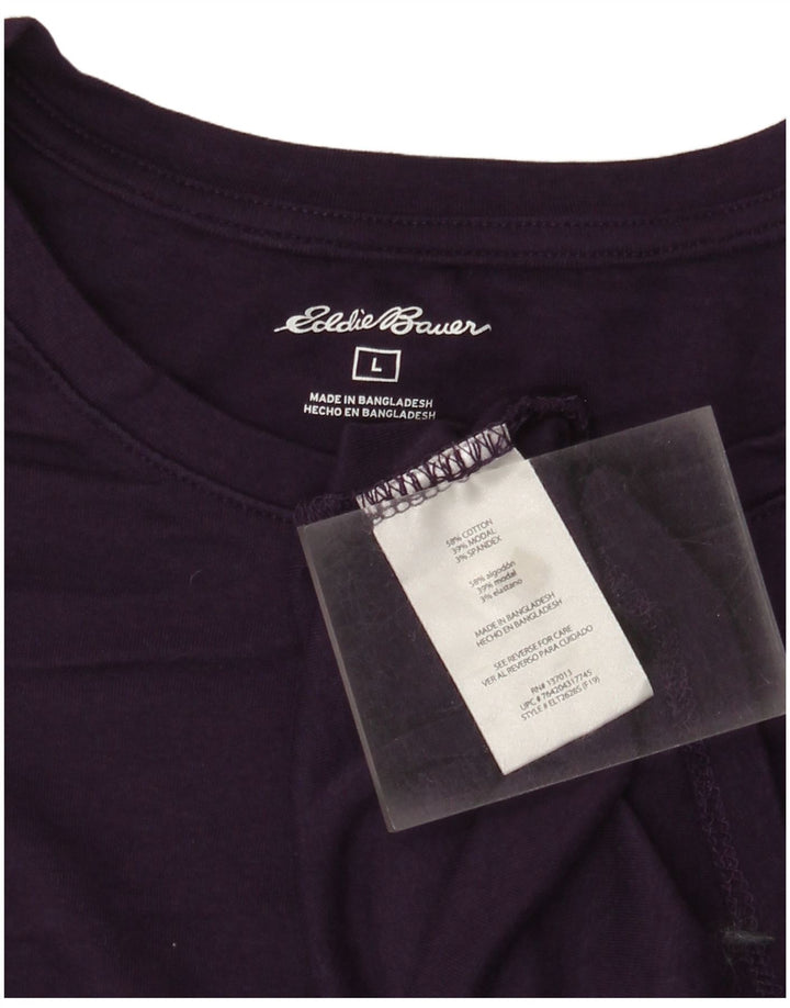 Damski top z długim rękawem Eddie Bauer UK 14, duży, fioletowy, bawełniany