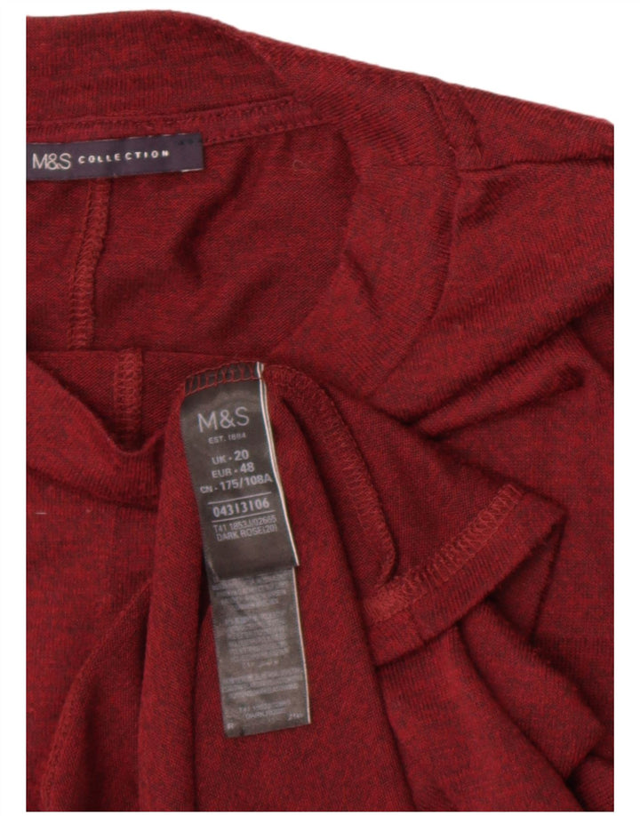 Marks & Spencer Damski top z rękawem 3/4 UK 20 2XL Burgundowy poliester