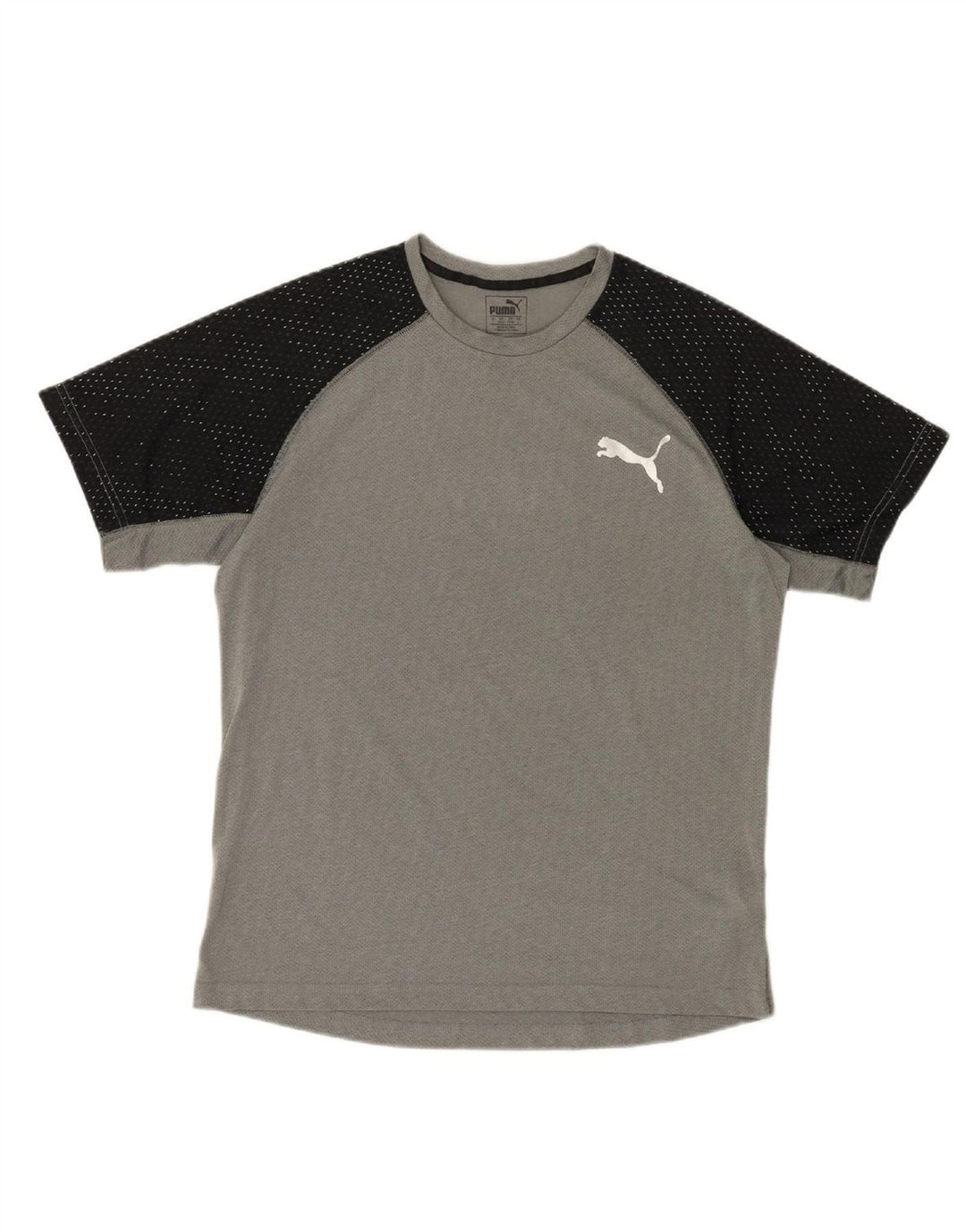 PUMA Mens T-Shirt Top Large Grey Colourblock Polyester Vintage Puma and Second-Hand Puma from Messina Hembry 