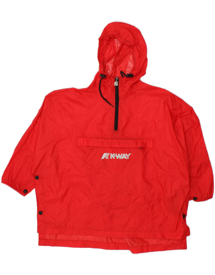 K-WAY Boys Pullover Hooded Rain Jacket 9-10 Years Red Polyamide Vintage K-Way and Second-Hand K-Way from Messina Hembry 