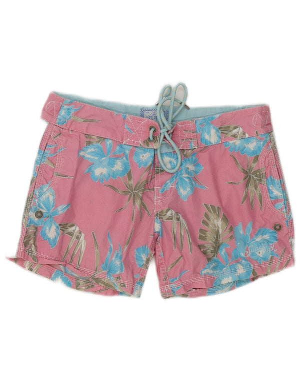Damskie spodenki kąpielowe Superdry UK 6 XS Różowa, bawełniana w kwiaty