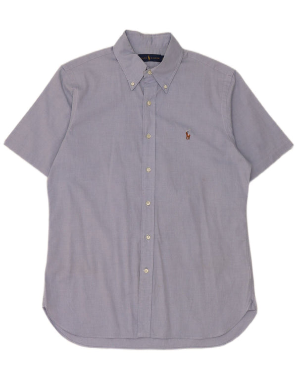Ralph Lauren Mens Short Sleeve Shirt Size 40/41 16 Large Blue Cotton
