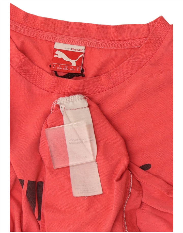 Męski T-shirt z grafiką Puma, duży, czerwony, bawełniany
