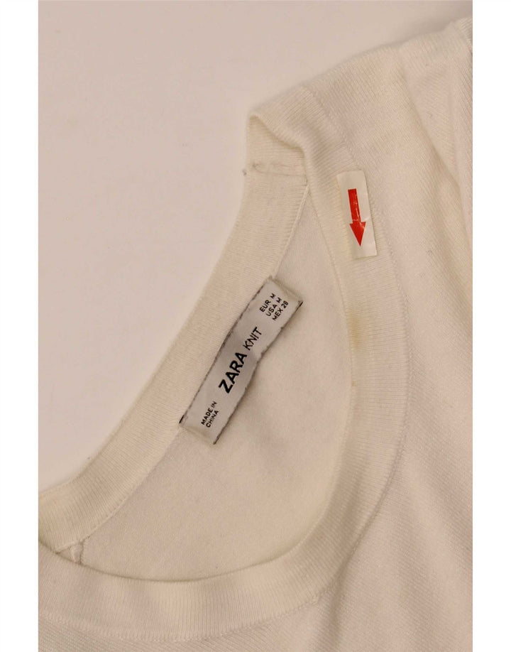 Damski sweter Zara z dekoltem w łódkę UK 12 Średni biały wiskoza