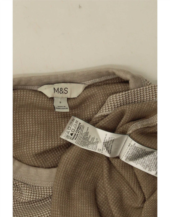 Marks & Spencer Męski top z długim rękawem, średnio beżowy, bawełniany