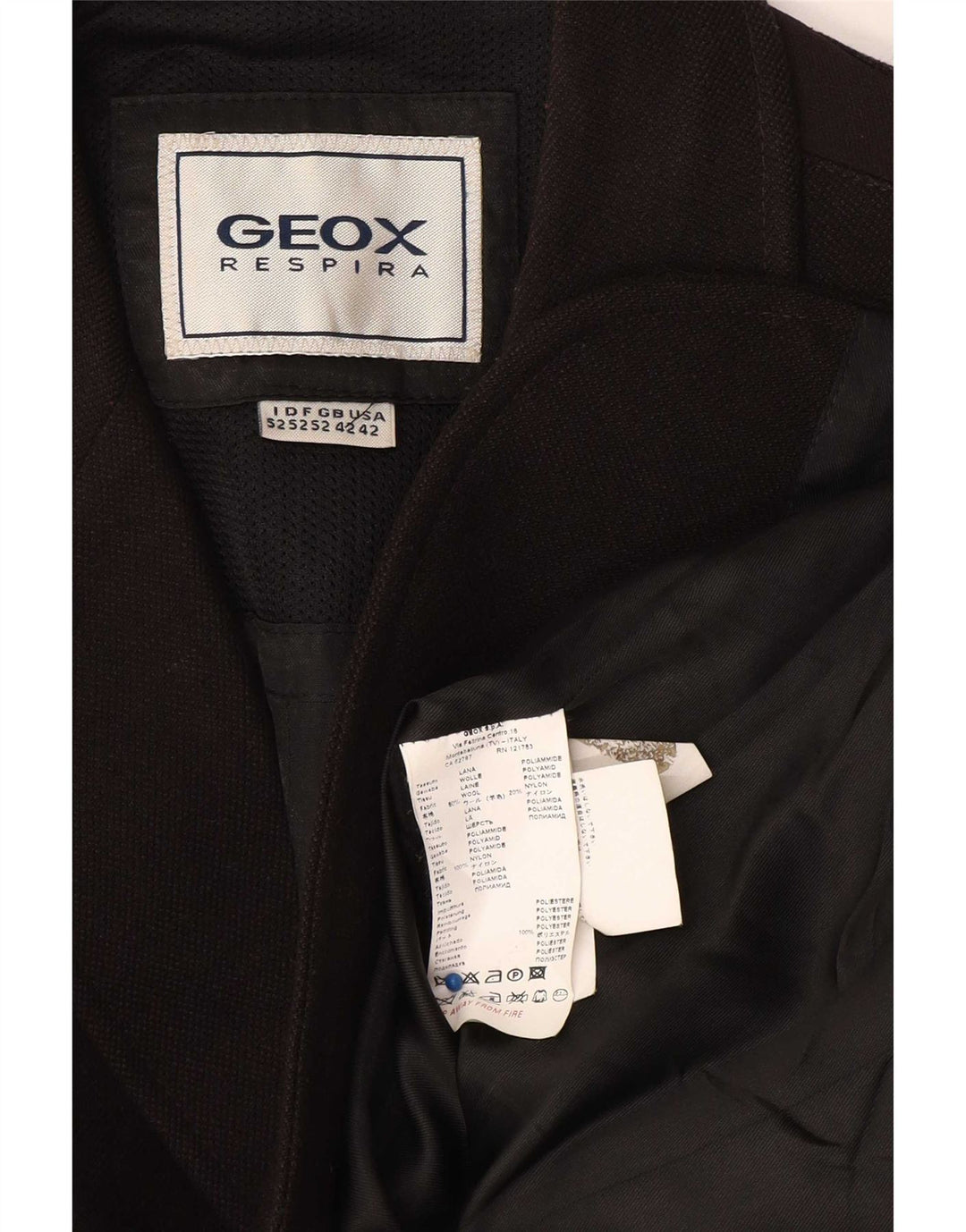 Męska marynarka Geox Respira z 3 guzikami, UK 42 XL, czarna wełna