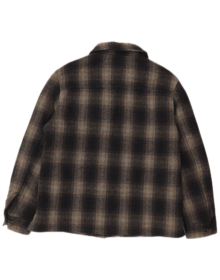 Męska koszula flanelowa Zara Lumberjack, poliester w średnią czarną kratkę