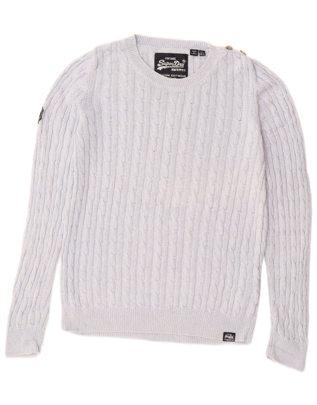 SUPERDRY Damski sweter z dekoltem w łódkę UK 14, duży, niebieski, bawełniany