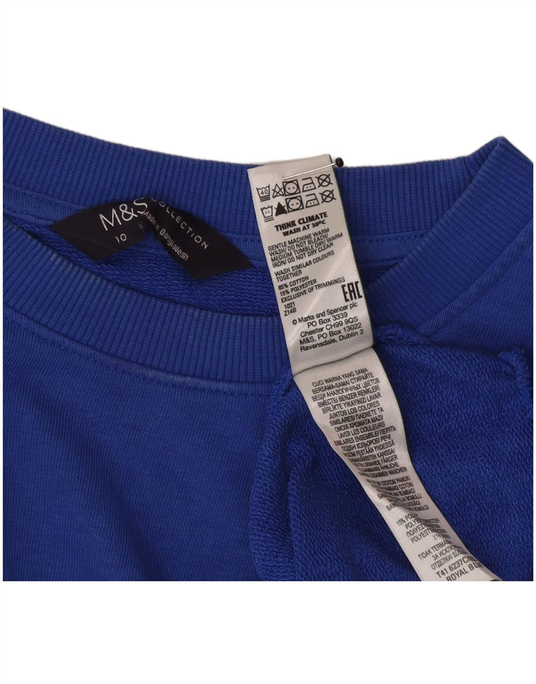 Marks & Spencer Damski sweter oversize UK 10, mały, niebieski, bawełniany