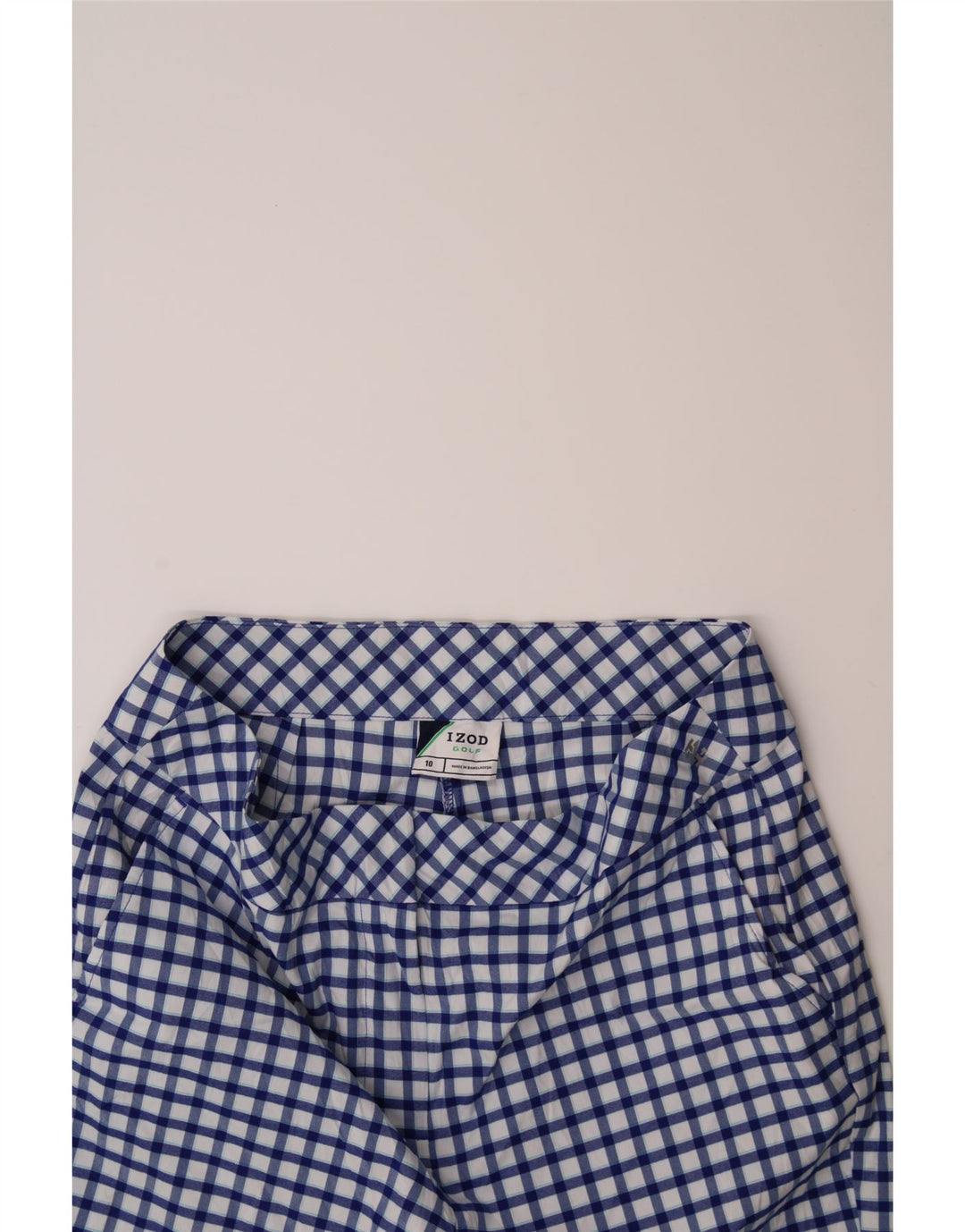 IZOD Womens Chino Shorts US 10 Large W32  Blue Check Polyester Vintage Izod and Second-Hand Izod from Messina Hembry 